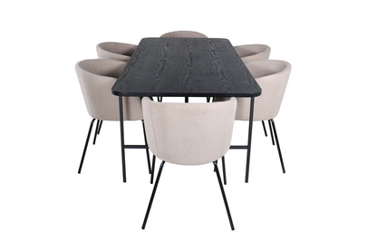 Berit & Uno Spisebordsstole Beige + Spisebord 90x200