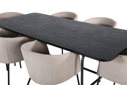 Berit & Uno Spisebordsstole Beige + Spisebord 90x200