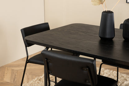 Kenth & Uno Spisebordsstole Sort + Spisebord 90x200