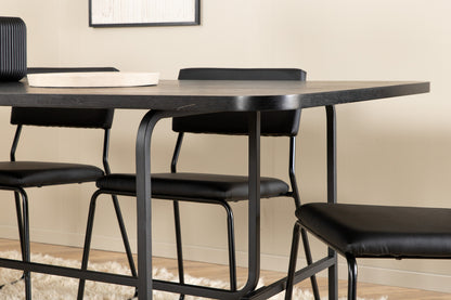 Kenth & Uno Spisebordsstole Sort + Spisebord 90x200