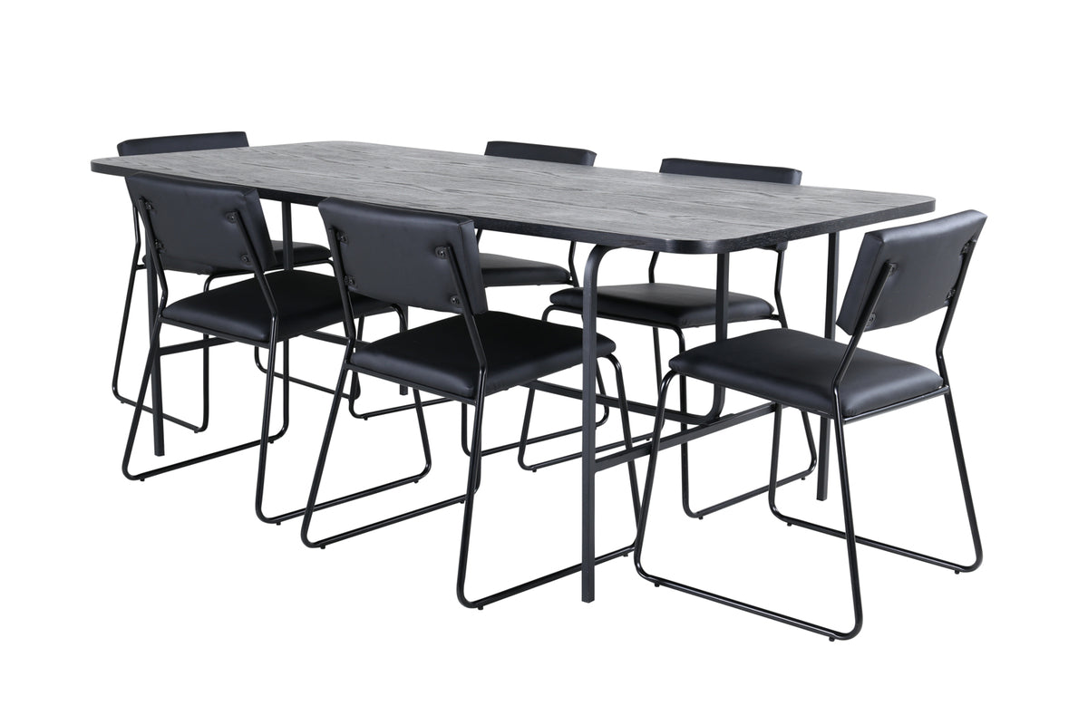 Kenth & Uno Spisebordsstole Sort + Spisebord 90x200