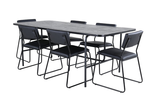 Kenth & Uno Spisebordsstole Sort + Spisebord 90x200