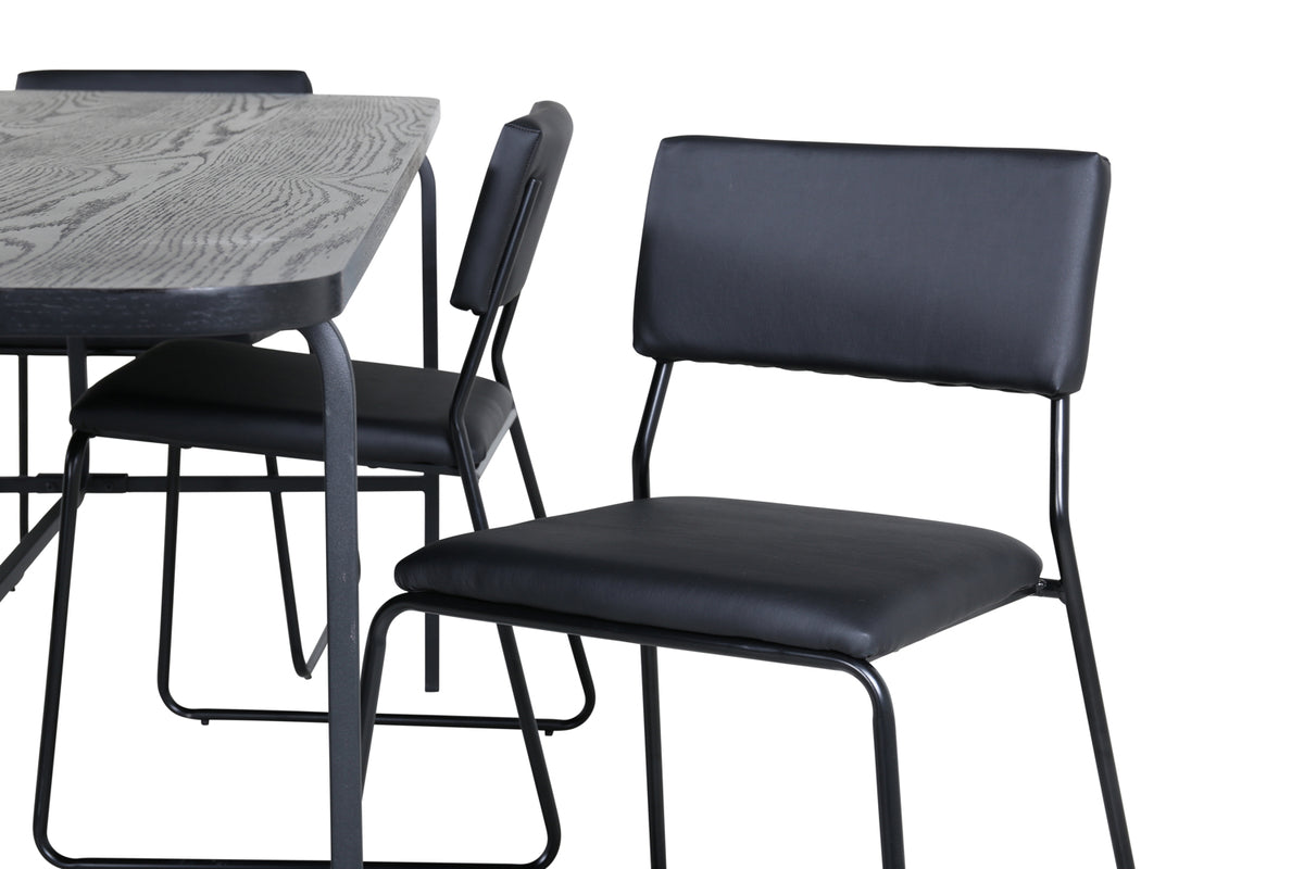Kenth & Uno Spisebordsstole Sort + Spisebord 90x200