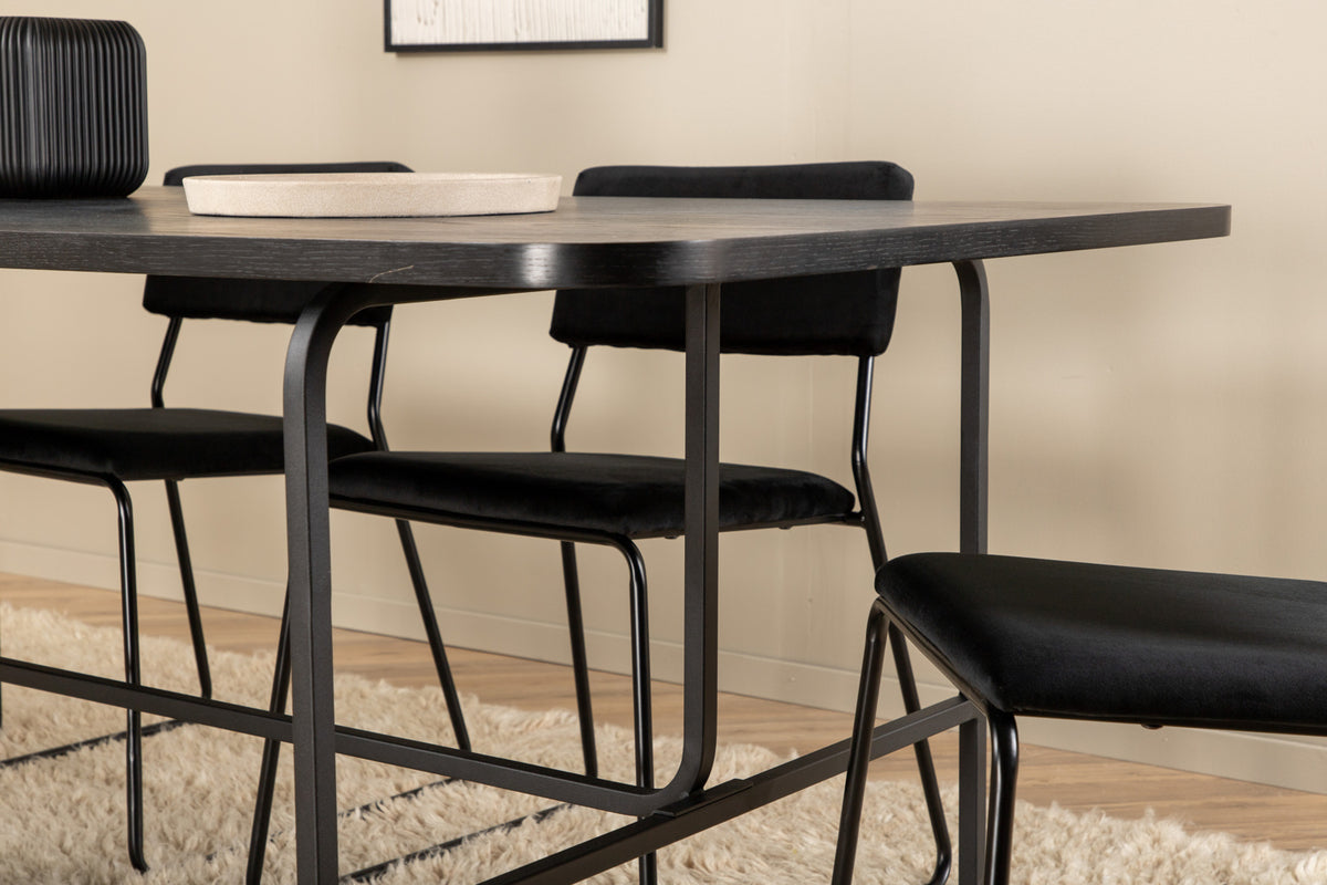 Kenth & Uno Spisebordsstole Sort + Spisebord 90x200