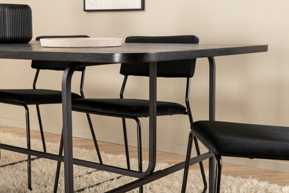 Kenth & Uno Spisebordsstole Sort + Spisebord 90x200