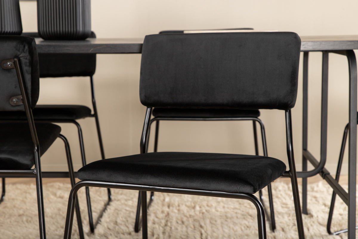 Kenth & Uno Spisebordsstole Sort + Spisebord 90x200