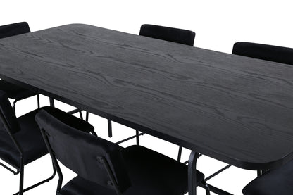 Kenth & Uno Spisebordsstole Sort + Spisebord 90x200