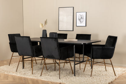 Petra & Uno Spisebordsstole Sort + Spisebord 90x200