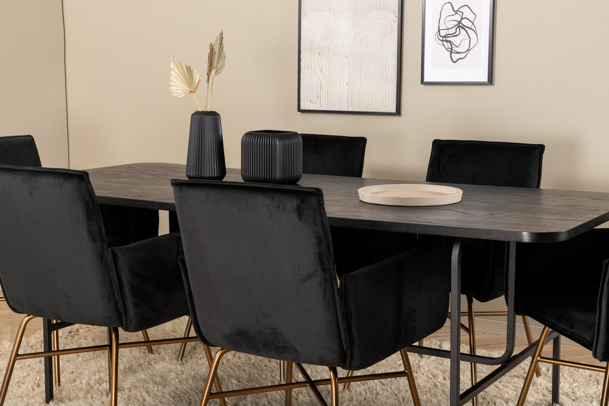 Petra & Uno Spisebordsstole Sort + Spisebord 90x200