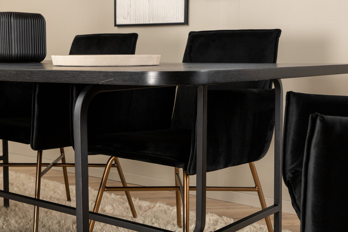 Petra & Uno Spisebordsstole Sort + Spisebord 90x200