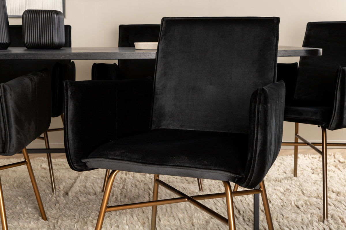 Petra & Uno Spisebordsstole Sort + Spisebord 90x200