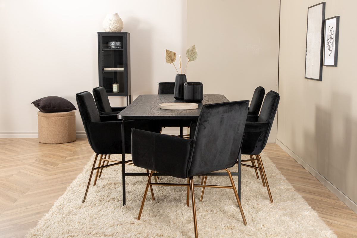 Petra & Uno Spisebordsstole Sort + Spisebord 90x200