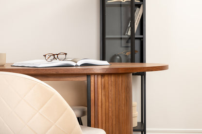 Bianca & Velvet Oval Spisebord 200 x 90 Valnød + Spisebænk 2-pak Beige