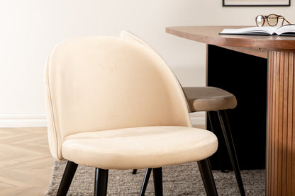 Bianca & Velvet Oval Spisebord 200 x 90 Valnød + Spisebænk 2-pak Beige
