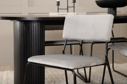 Kenth & Bianca Spisebænk 2-pak Grå + Oval Spisebord 200 x 90 Sort