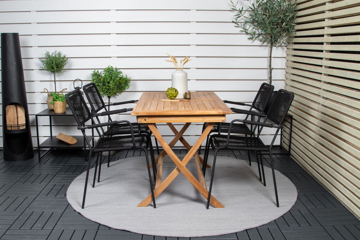 Rektangulært spisebord 120 x 70 Natur + Spisebordsstol 2-pak Sort