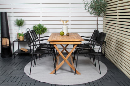 Rektangulært spisebord 120 x 70 Natur + Spisebordsstol 2-pak Sort