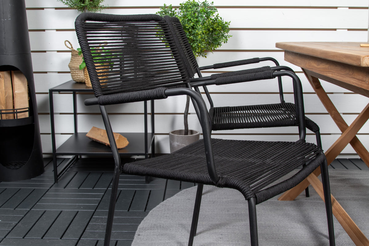 Rektangulært spisebord 120 x 70 Natur + Spisebordsstol 2-pak Sort