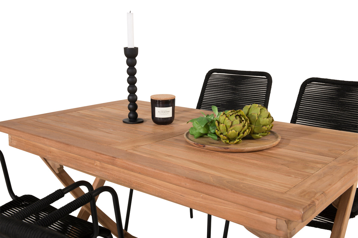 Rektangulært spisebord 120 x 70 Natur + Spisebordsstol 2-pak Sort