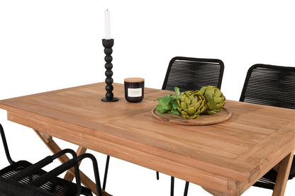 Rektangulært spisebord 120 x 70 Natur + Spisebordsstol 2-pak Sort