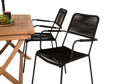 Rektangulært spisebord 120 x 70 Natur + Spisebordsstol 2-pak Sort