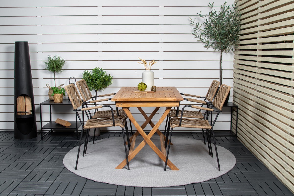 Rektangulært spisebord 120 x 70 Natur + Spisebordsstol 2-pak Brun