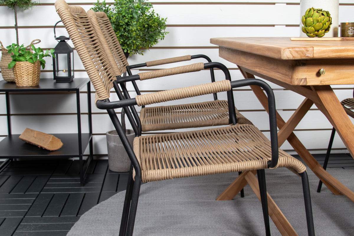 Rektangulært spisebord 120 x 70 Natur + Spisebordsstol 2-pak Brun