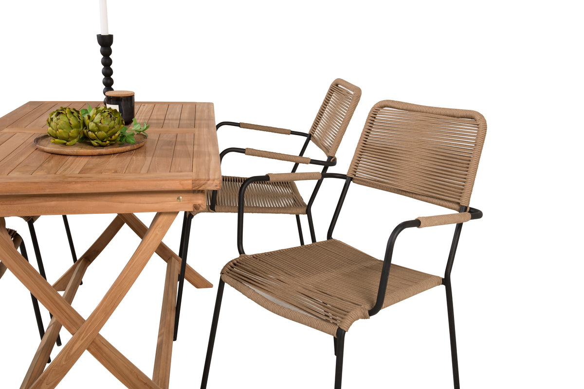 Rektangulært spisebord 120 x 70 Natur + Spisebordsstol 2-pak Brun