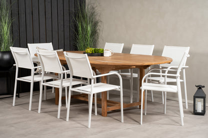 Santorini & Kenya Spisebordsstole 2-pak Hvid + Ovalt Spisebord