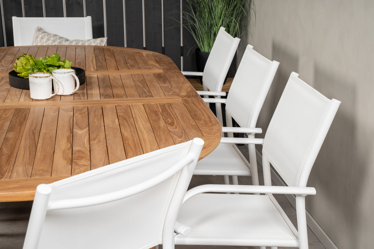 Santorini & Kenya Spisebordsstole 2-pak Hvid + Ovalt Spisebord