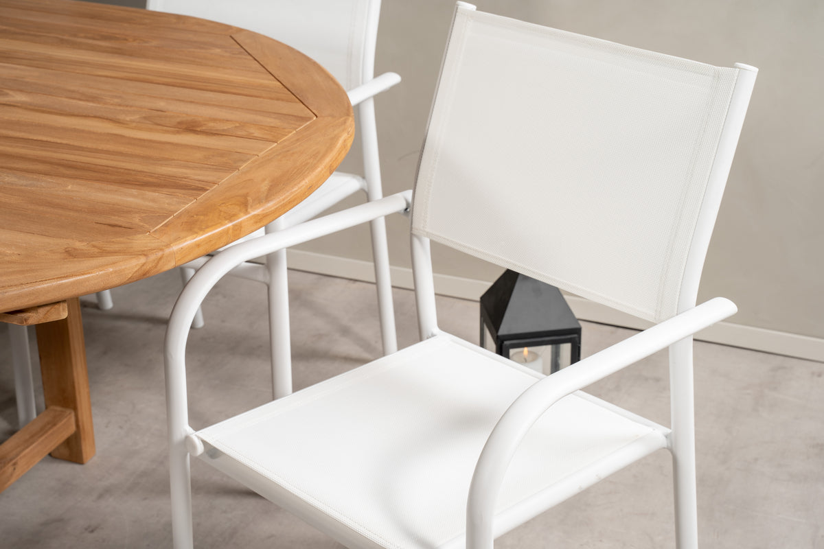 Santorini & Kenya Spisebordsstole 2-pak Hvid + Ovalt Spisebord