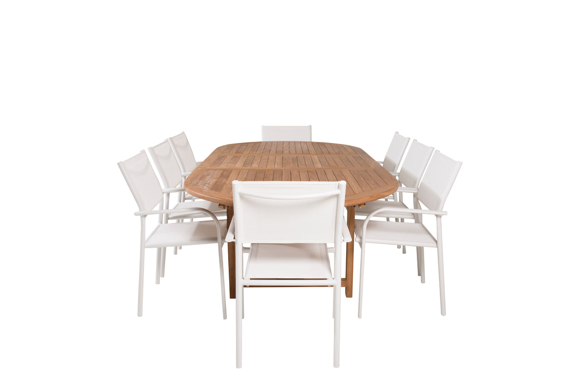 Santorini & Kenya Spisebordsstole 2-pak Hvid + Ovalt Spisebord