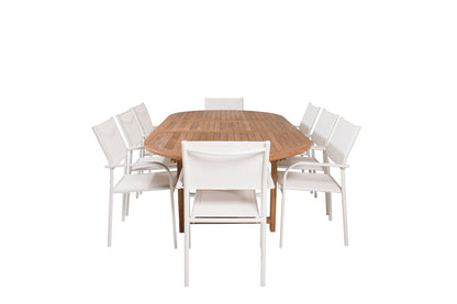 Santorini & Kenya Spisebordsstole 2-pak Hvid + Ovalt Spisebord