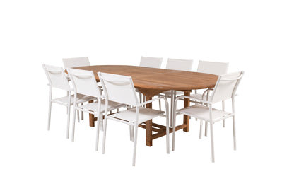 Santorini & Kenya Spisebordsstole 2-pak Hvid + Ovalt Spisebord