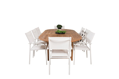 Santorini & Kenya Spisebordsstole 2-pak Hvid + Ovalt Spisebord