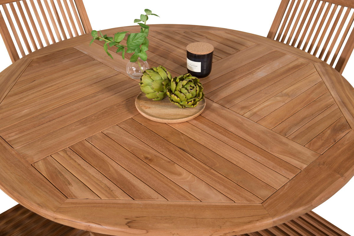 Spisebordsstol 2-pak Natur + Rundt Spisebord 120 Natur