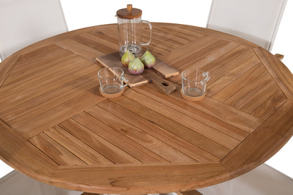 Spisebordsstol 2-pak Hvid + Rundt Spisebord 120 Natur