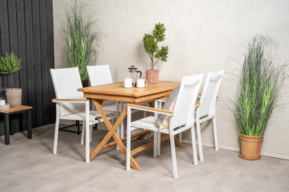 Texas & Kenya Spisebordsstole Hvid + Rektangulært Spisebord 120x70x75 Natur