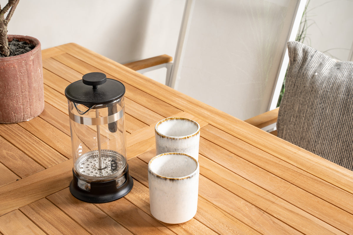 Texas & Kenya Spisebordsstole Hvid + Rektangulært Spisebord 120x70x75 Natur