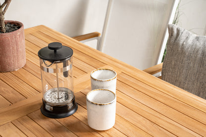 Texas & Kenya Spisebordsstole Hvid + Rektangulært Spisebord 120x70x75 Natur