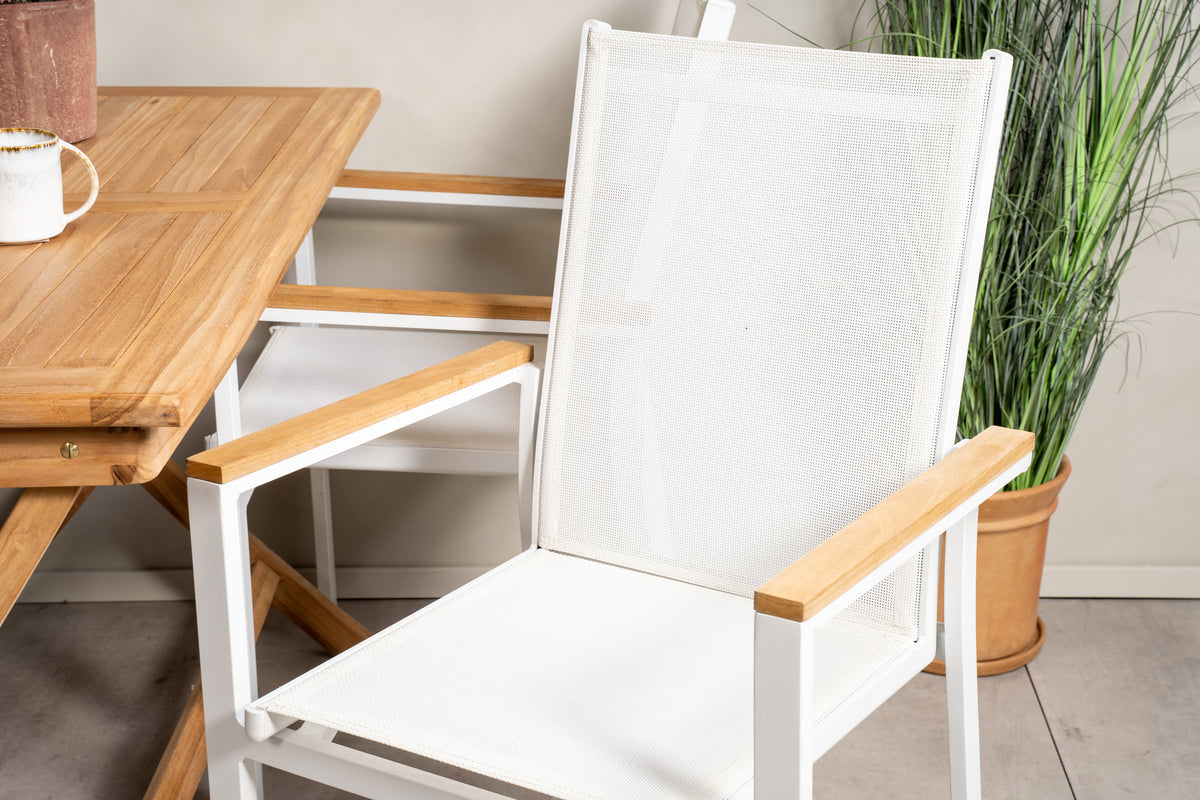 Texas & Kenya Spisebordsstole Hvid + Rektangulært Spisebord 120x70x75 Natur