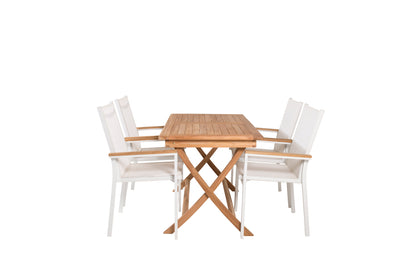 Texas & Kenya Spisebordsstole Hvid + Rektangulært Spisebord 120x70x75 Natur