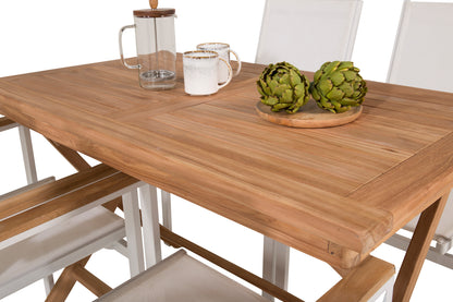 Texas & Kenya Spisebordsstole Hvid + Rektangulært Spisebord 120x70x75 Natur