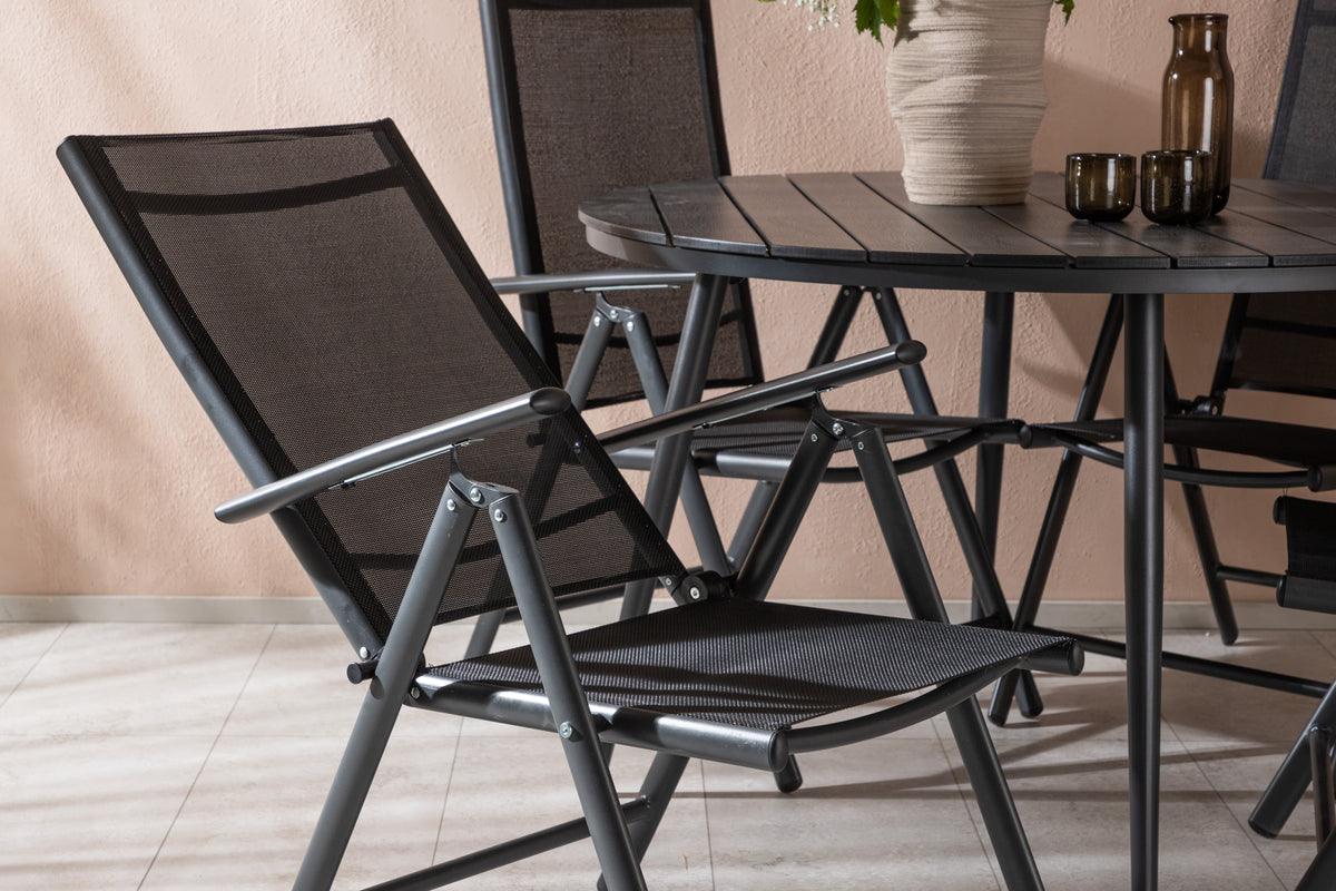 Rundt spisebord 120 Sort + Position stol 2-pak Sort