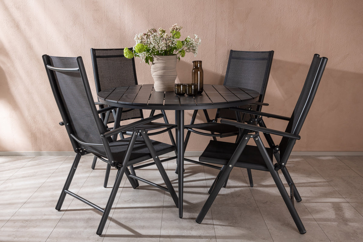 Rundt spisebord 120 Sort + Position stol 2-pak Sort