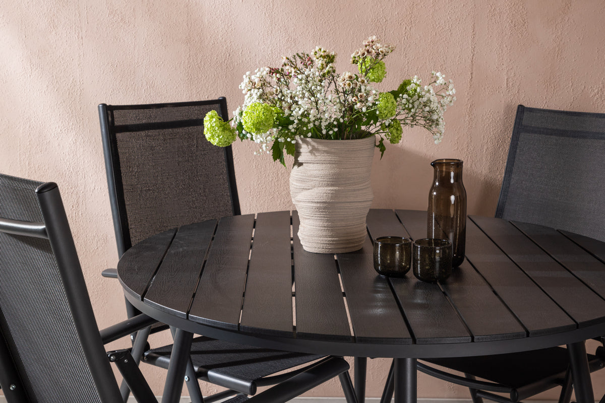 Rundt spisebord 120 Sort + Position stol 2-pak Sort