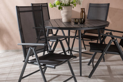 Rundt spisebord 120 Sort + Position stol 2-pak Sort