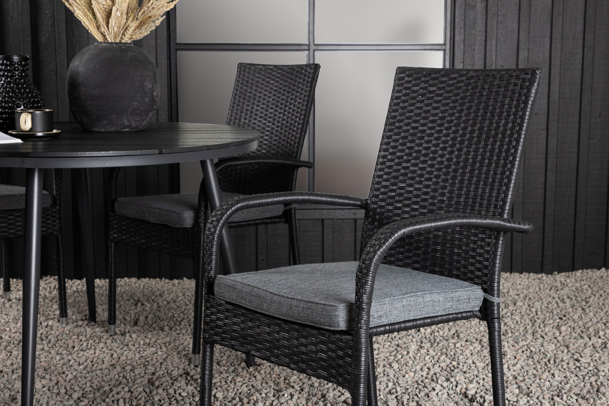 Break & Anna Rundt Spisebord ø120 Sort + Spisebordsstole Sort