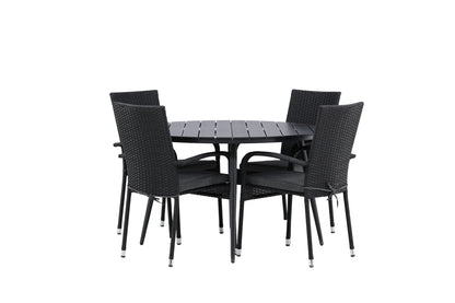 Break & Anna Rundt Spisebord ø120 Sort + Spisebordsstole Sort