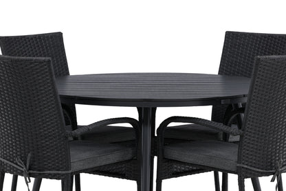 Break & Anna Rundt Spisebord ø120 Sort + Spisebordsstole Sort